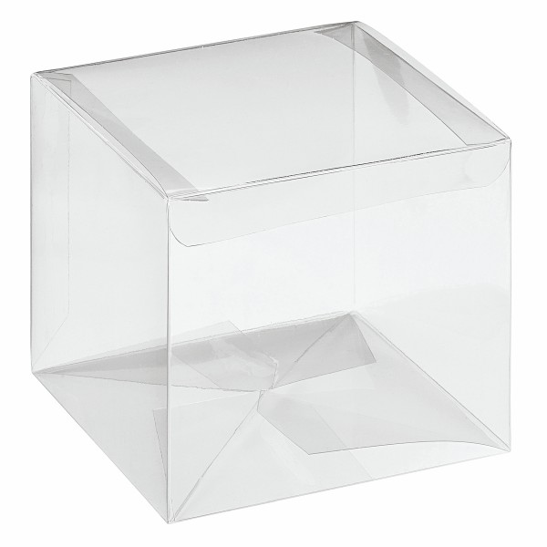 Faltschachtel mit Automatikboden transparent (60x60x60 mm)